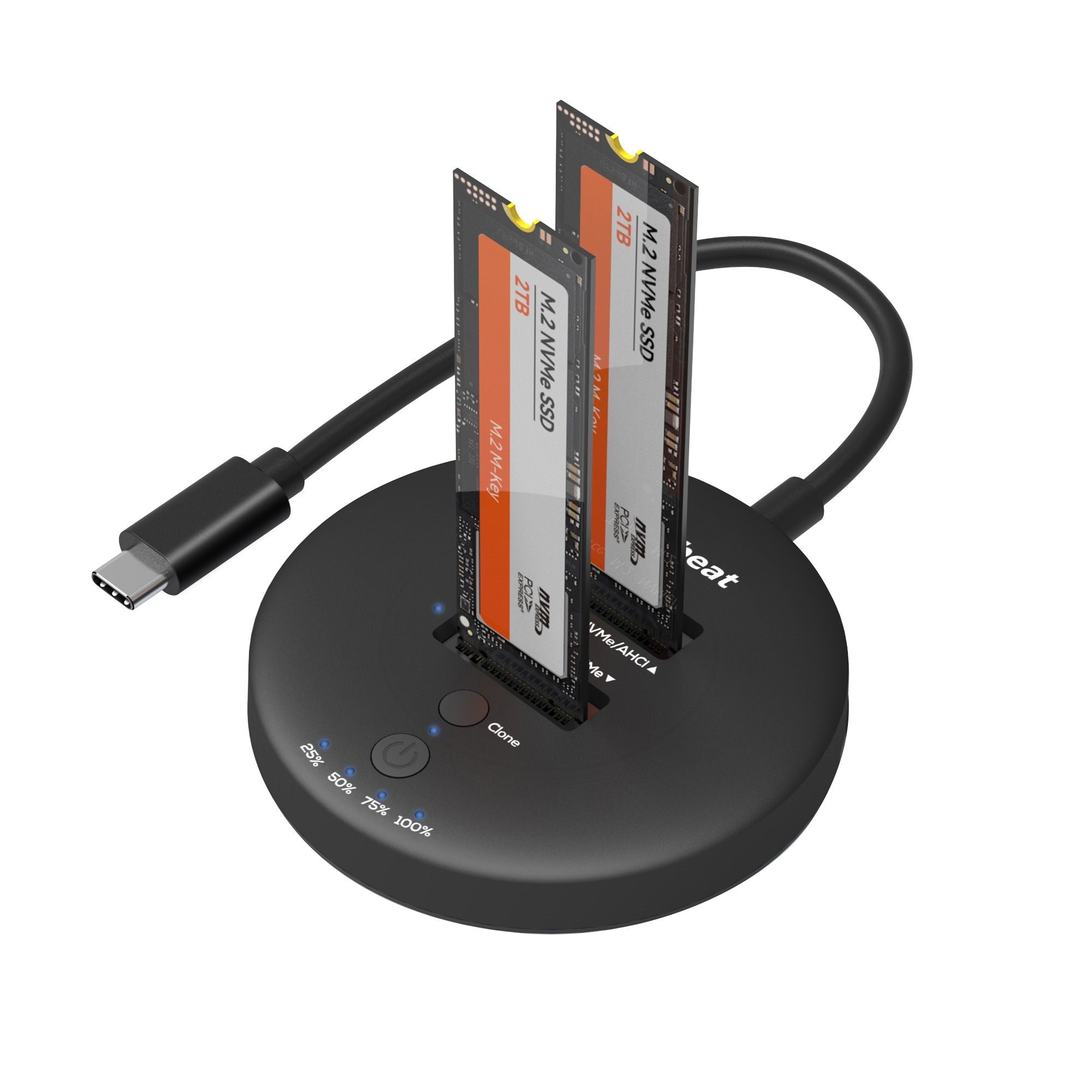 mbeat H3 USB 3.2 Gen2x2 20Gbps Dual M.2 NVMe SSD Dock with Clone Duplicator (Black) Clone Speed: Up to 15Gbps Product Weight (with Cable): 96g mbeat H3 USB 3.2 Gen2x2 20Gbps Dual M.2 NVMe SSD Dock with Clone Duplicator (Black) Clone Speed: Up to 15Gbps Product Weight (with Cable): 96g